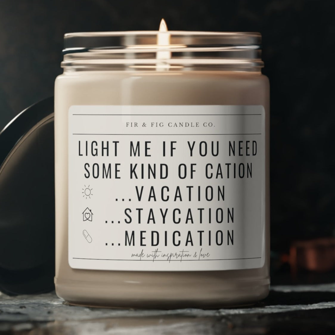 Vacation Staycation Medication Eco-Friendly 100% Soy Candle, Airbnb Welcome candle, Staycation Candle, Candle Gift for Stay At Home Vacation
