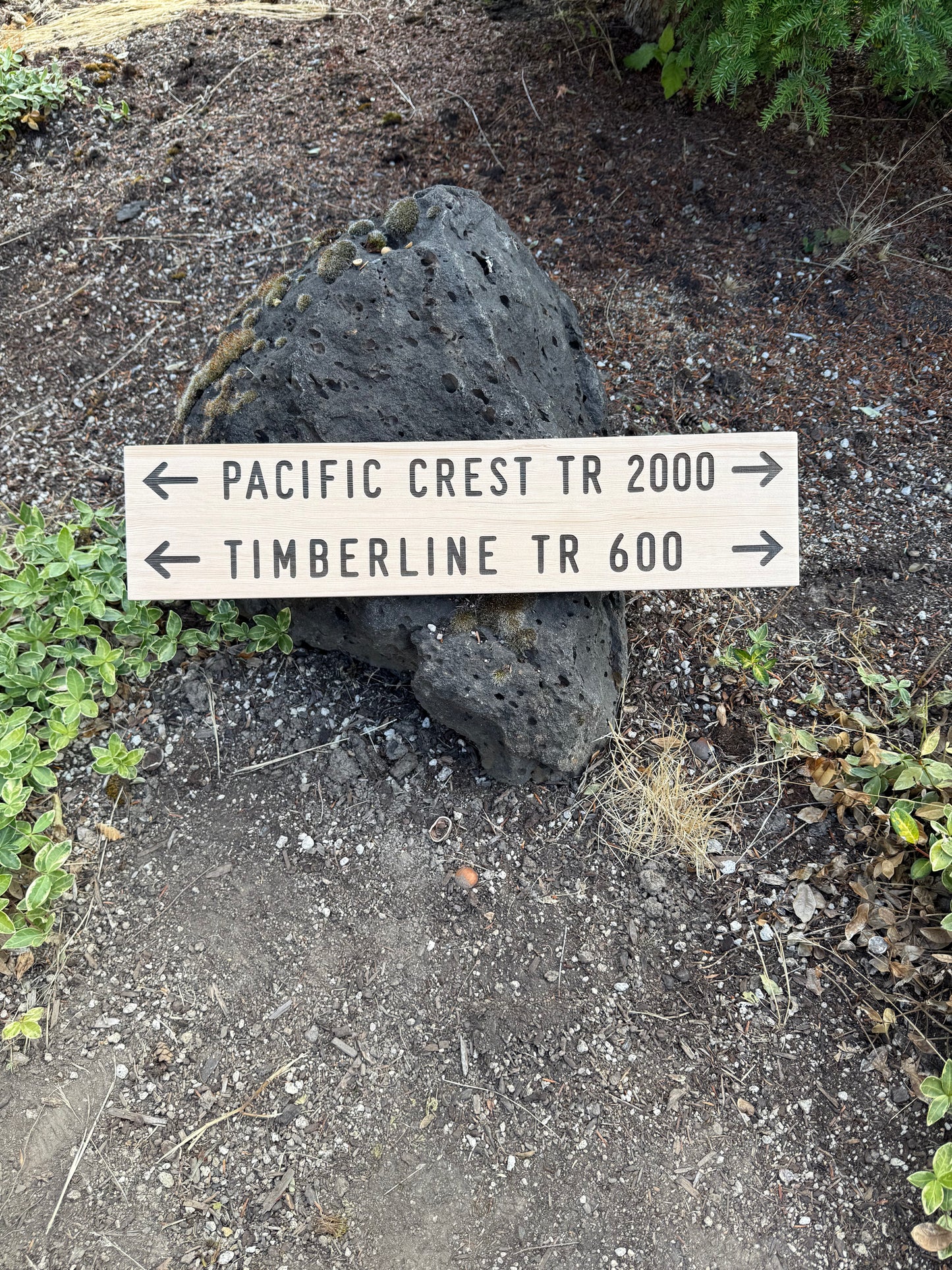 Pacific Crest Trail Timberline Trail 600 memorabilia sign celebrating PCT hiking memories and Mount Hood trail 