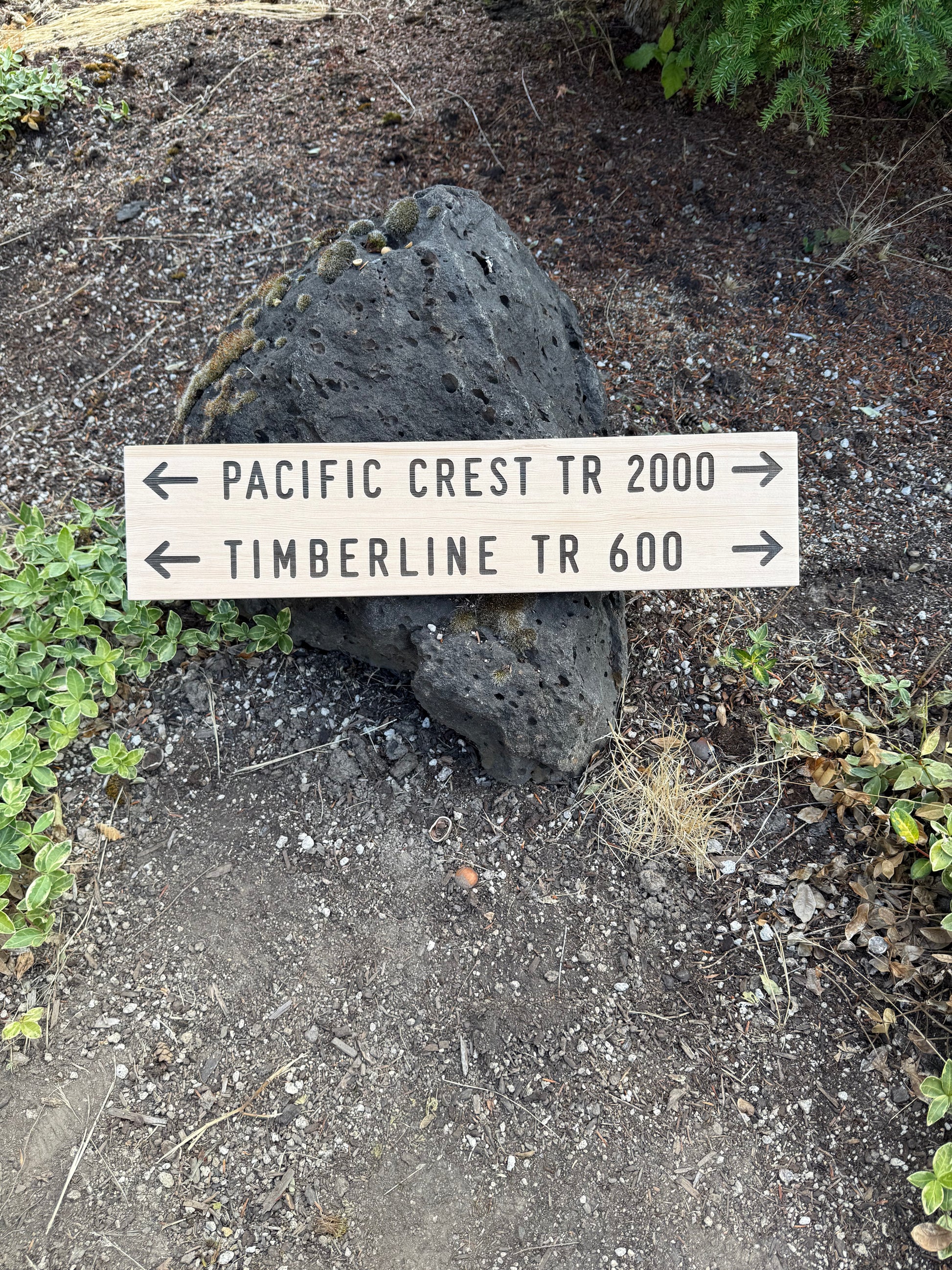 Pacific Crest Trail Timberline Trail 600 memorabilia sign celebrating PCT hiking memories and Mount Hood trail 